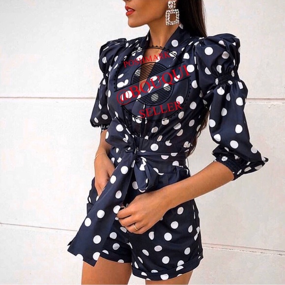 Zara Pants - BLOGGERS FAVORITE ZARA SHORT POLKA DOT JUMPSUIT